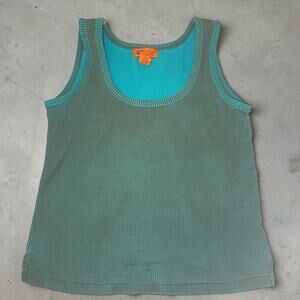 VTG Y2K UO BDG Guaranteed Tough ribbed punk Cropped tank top Sz M Bulldog Teal